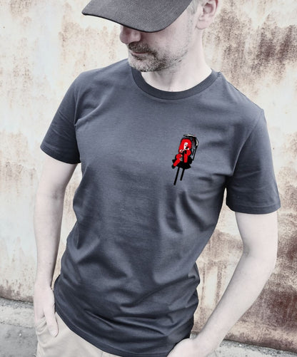 Pánské bílé tričko s jedinečným uměleckým potiskem s názvem Curly.