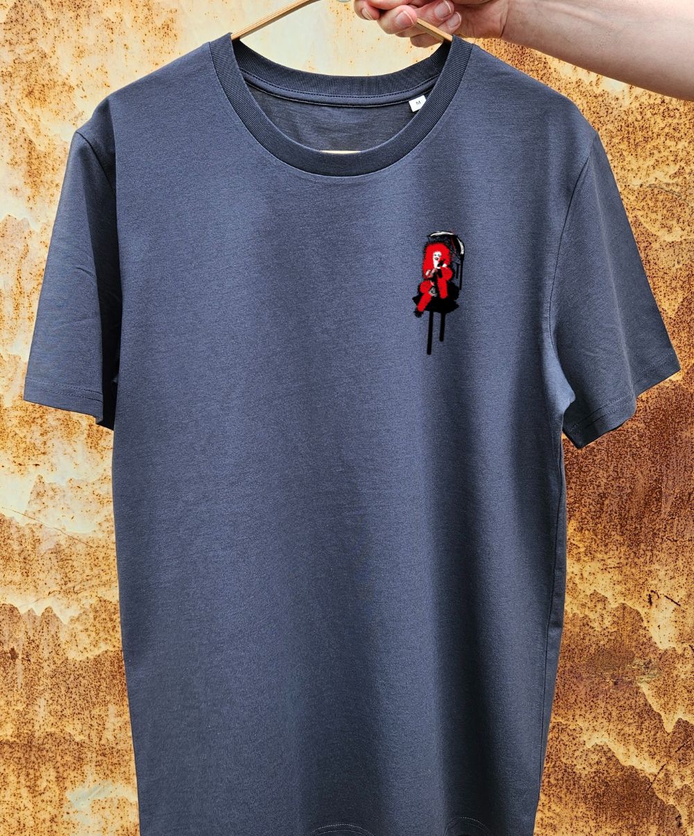 Pánské bílé tričko s jedinečným uměleckým potiskem s názvem Curly.